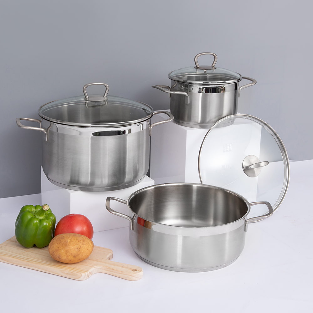 Utensilios de cocina de 6 l de acero inoxidable hechos a medida, olla para cocinar, sopa, estofado, olla grande JY-2410ST