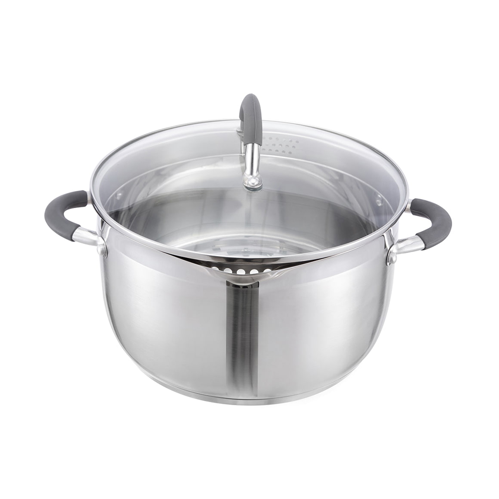 Juegos de utensilios de cocina con mango de silicona para cocina al por mayor, olla con tapa de vidrio JY-24138DZ